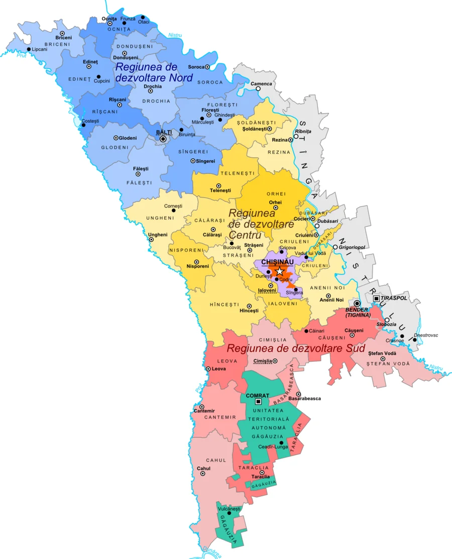 Hartă administrativă a Republicii Moldova